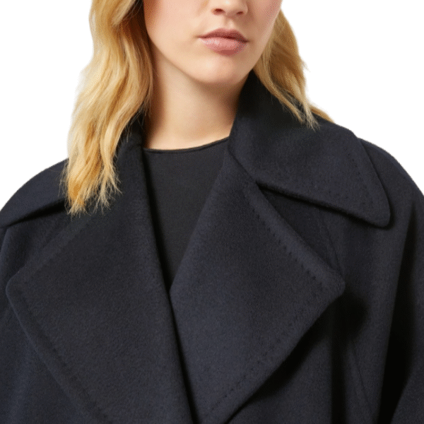 Fall/Winter Double-breasted Closure Relaxed Fit Tweed Double-Face Wool Trench Jacket With Elasticated Cuffs - Image 8