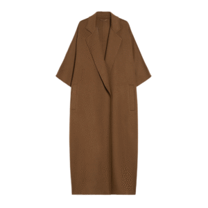 Relaxed Silhouette Elegant Brown Luxurious Detachable Waist Belt Custom Double-Face Wool Cashmere Coat