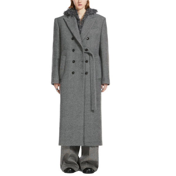 Double-breasted Button Peak Lapels Half Back Belt Double-Face Wool Cashmere Trench Coat for Fall/Winter - Image 3