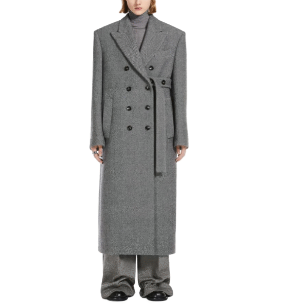 Double-breasted Button Peak Lapels Half Back Belt Double-Face Wool Cashmere Trench Coat for Fall/Winter - Image 5