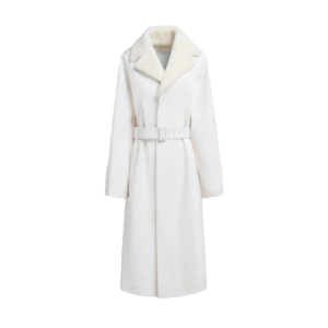 Custom Mid-length Cream White Light Luxury Fur Collar Button-fastening Cuffs Double-Face Wool Cashmere Coat