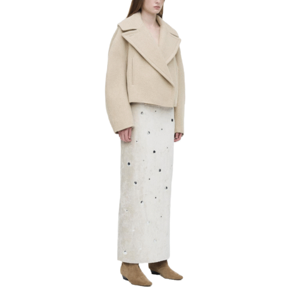 Cropped Silhouette Oversized Wide Refined Vibe Lapel Boxy Double-Face Wool Cashmere Jacket for Fall/Winter - Image 4