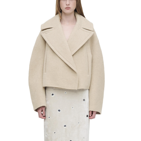 Cropped Silhouette Oversized Wide Refined Vibe Lapel Boxy Double-Face Wool Cashmere Jacket for Fall/Winter - Image 3