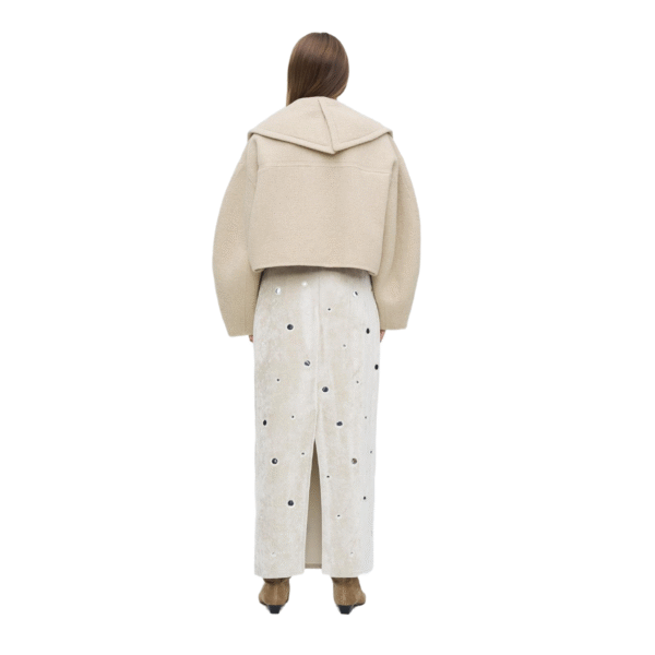 Cropped Silhouette Oversized Wide Refined Vibe Lapel Boxy Double-Face Wool Cashmere Jacket for Fall/Winter - Image 2