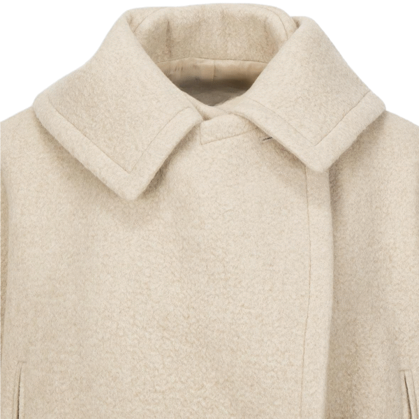 Oversized Wool-Blend Coat for Women – Beige Cropped Jacket with Square Collar Double-Face Wool Cashmere - Image 5