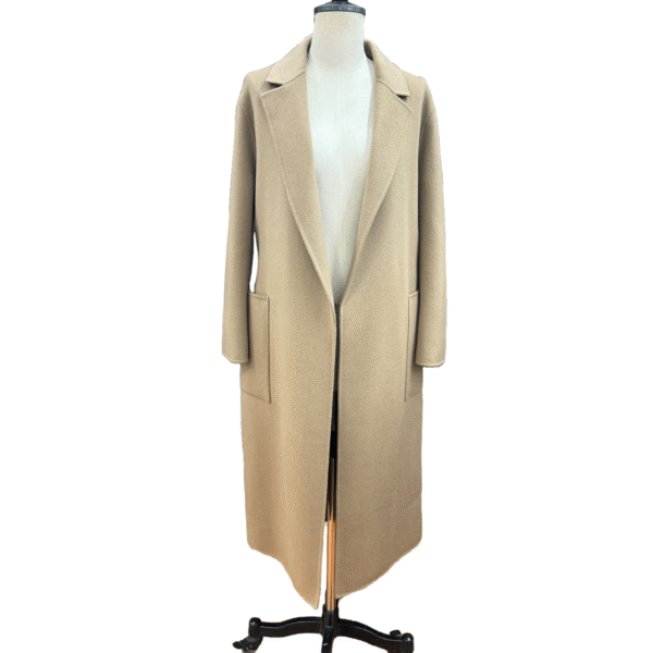 Custom Classic Detachable Self-tie Belted Notched Lapels Women’s Coat in Wool Cashmere Blend - Image 2