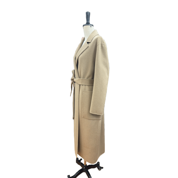 Custom Classic Detachable Self-tie Belted Notched Lapels Women’s Coat in Wool Cashmere Blend - Image 4