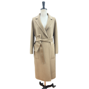 Custom Classic Detachable Self-tie Belted Notched Lapels Women’s Coat in Wool Cashmere Blend