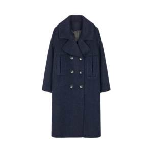 Custom Women’s Navy Wool-Cashmere Double-Breasted Coat – Timeless Fall/Winter Outerwear Double-Face Wool Overcoat