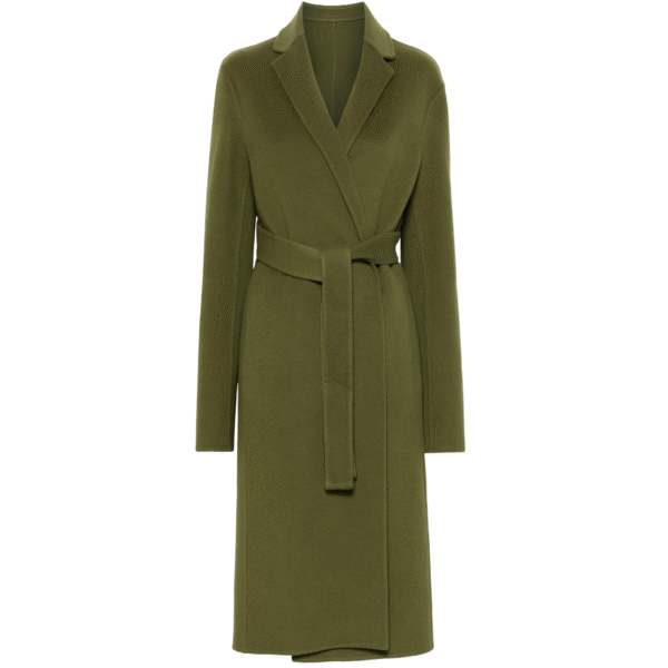 Elegant Olive Green Spring Autumn Custom Single-Sided Wool Coat with Belt- Women’s Fashion Outerwear - Image 6