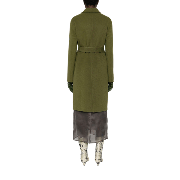 Elegant Olive Green Spring Autumn Custom Single-Sided Wool Coat with Belt- Women’s Fashion Outerwear - Image 8