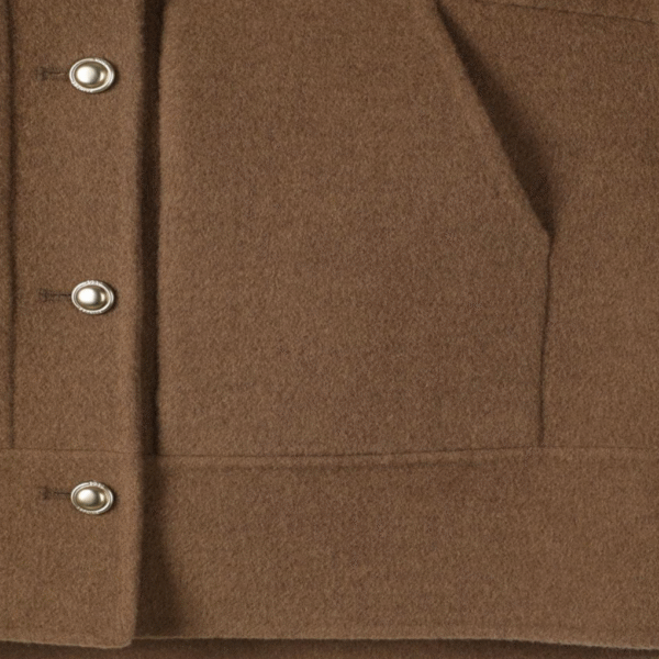 Custom Single-Sided Wool Chocolate Brown Wool Coat, Stylish Brown Wool Scarf Coat with Button Closure - Image 4