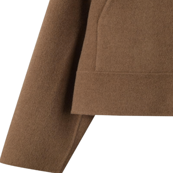 Custom Single-Sided Wool Chocolate Brown Wool Coat, Stylish Brown Wool Scarf Coat with Button Closure - Image 6