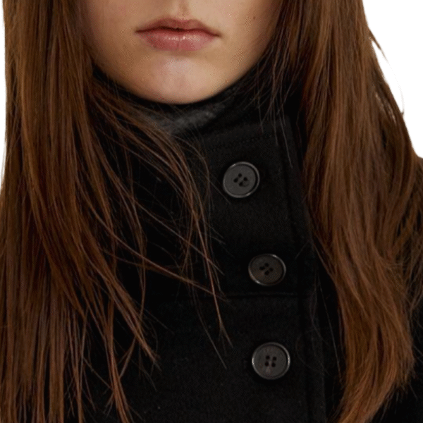 Spring Autumn Single-Sided Wool Luxury Charcoal Wool Jacket with Embellished Edges, Stylish Scarf Coat with Button Closure - Image 6