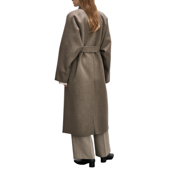 Single-sided Wool Women’s Oversized Wool Coat with Button Closure for Fall/Winter – Long Sleeve Brown Coat - Image 5