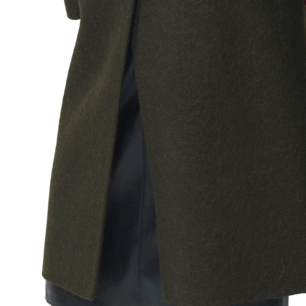 Spring Autumn Custom Single-Sided Wool Custom Olive Green Wool Wrap Coat with Belted Waist for Fall/Winter - Image 3
