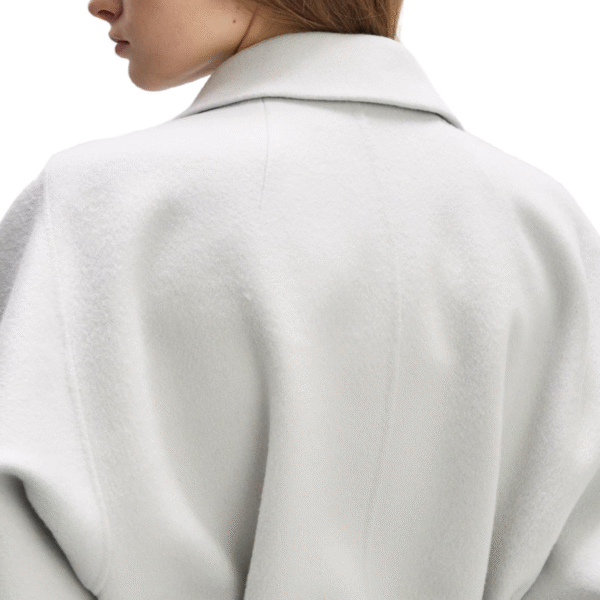 Spring Autumn Custom Single-Sided Wool Luxurious White Wool Cashmere Coat with Belted Waist and Button Detailing - Image 6