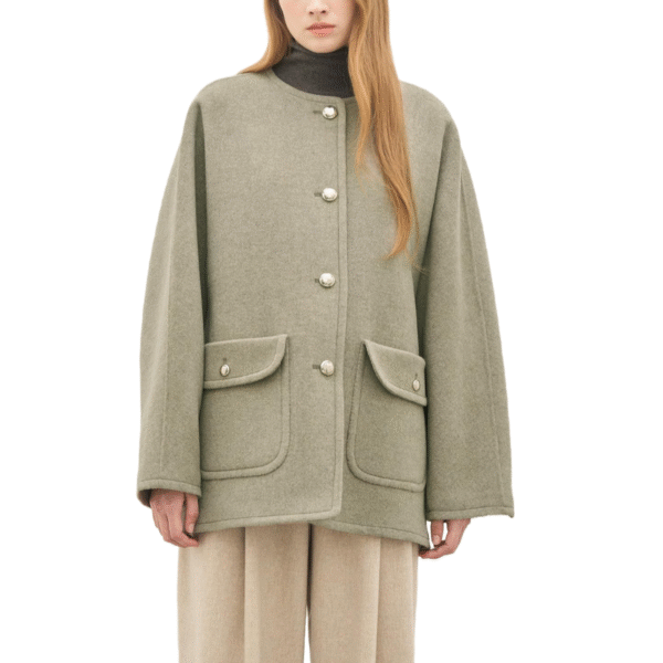 Spring Autumn Custom 100% Cashmere Women’s Luxurious Coat with Elegant Button Details - Image 2
