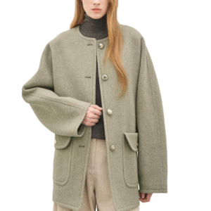 Spring Autumn Custom 100% Cashmere Women’s Luxurious Coat with Elegant Button Details
