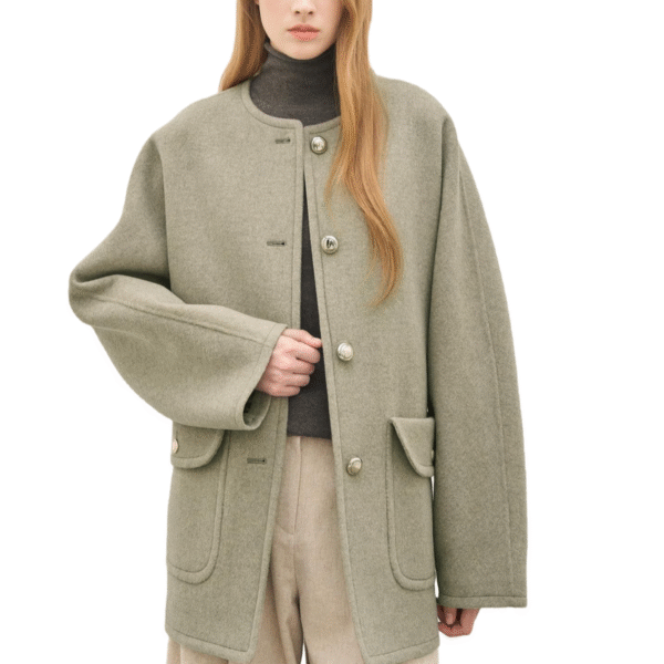 Spring Autumn Custom 100% Cashmere Women’s Luxurious Coat with Elegant Button Details - Image 4