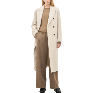 Spring Autumn Custom Velvet Double-Breasted Wool Coat for Women – Elegant Beige Outerwear