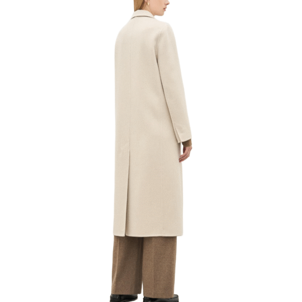 Spring Autumn Custom Velvet Double-Breasted Wool Coat for Women – Elegant Beige Outerwear - Image 7