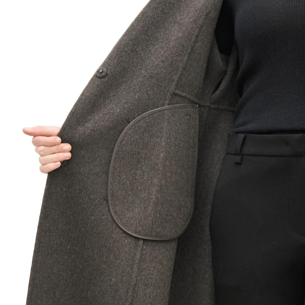 Spring Autumn Custom Velvet Elegant Long Wool Coat with Belt and Tailored Details - Image 6