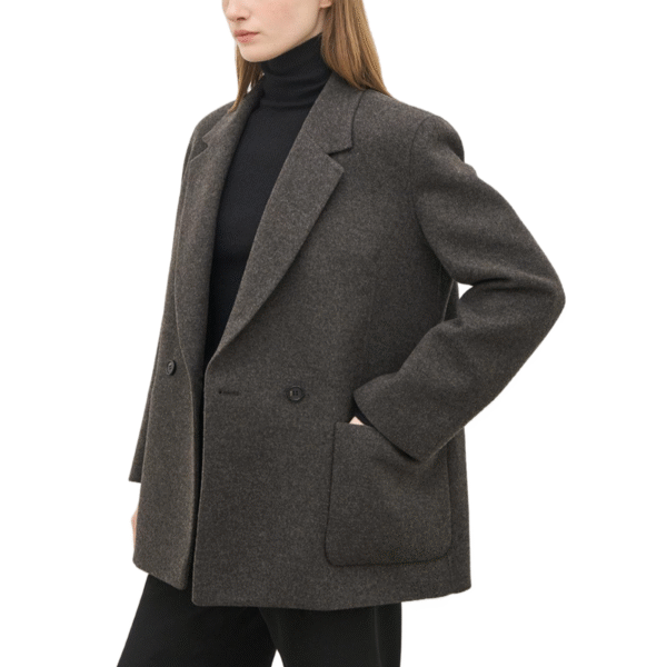 Custom Spring Autumn Women’s Classic Wool Velvet Peacoat with Notched Lapels | Stylish Warm Outerwear - Image 8