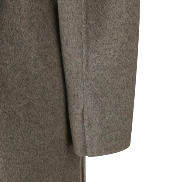 Custom Worsted Spring Autumn Elegant Gray Long Belted Wool Coat with Relaxed Fit and Tailored Silhouette - Image 5