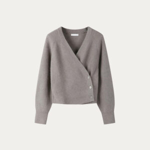 100% Wool Cardigan Women’s V-neck Cross Button Sweater Jacket Slim Fit And Slim