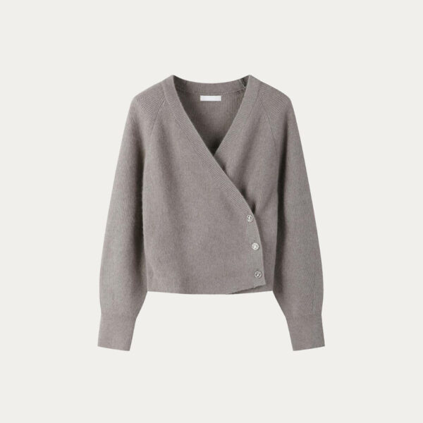 100% Wool Cardigan Women’s V-neck Cross Button Sweater Jacket Slim Fit And Slim