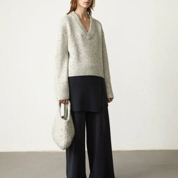 Speckled Blended Cashmere Relaxed Silhouette Sweater - Image 4