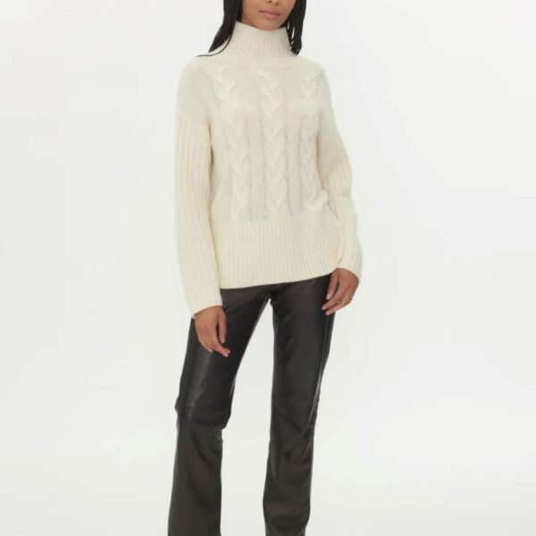 Cable Knit Long Sleeve Turtle Neck Cashmere Women’S Sweater Top - Image 3