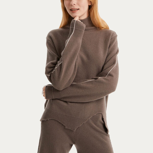 High-Neck Stripe Knit Sweater
