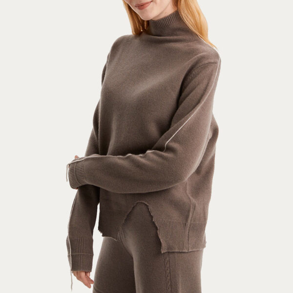 High-Neck Stripe Knit Sweater - Image 2