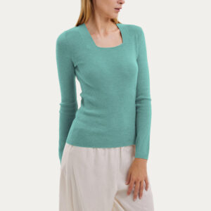 Scoop Neck Camel Hair Top Pullover