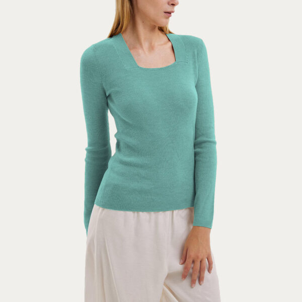 Scoop Neck Camel Hair Top Pullover