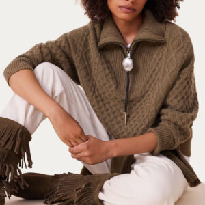 Twisted Cashmere Half Zip Neck Sweater