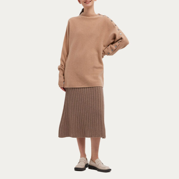 Slouchy Knit Buttoned Cashmere Tunic - Image 3
