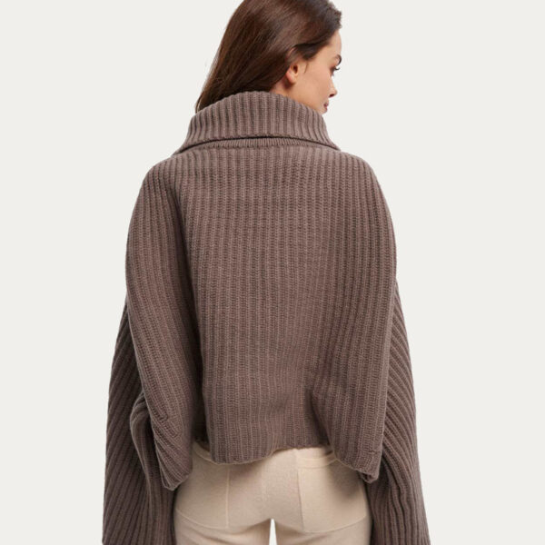Oversized Silhouette Ribbed Knitted Wool Cashmere Sweater - Image 4