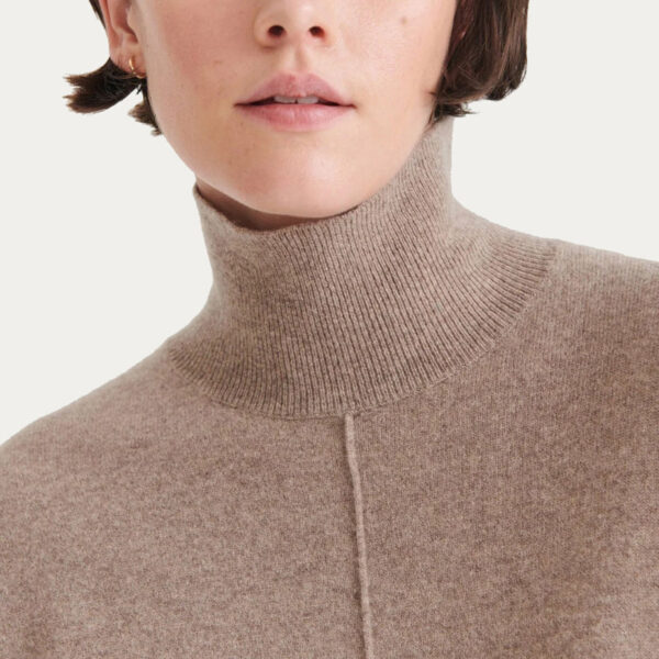 Long Sleeve Mock Neck Sweater With Joint Line - Image 2