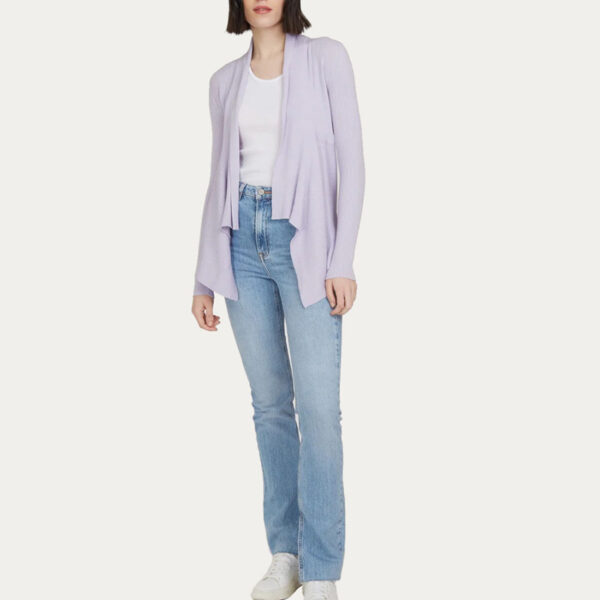 Cashmere Rib Knitted Cashmere Open Cardigan - Image 4