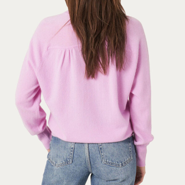 Cashmere Sweater With Ribbed Baseball Collar With Button Placket - Image 2