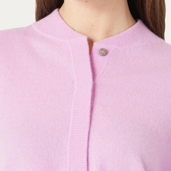 Cashmere Sweater With Ribbed Baseball Collar With Button Placket - Image 4