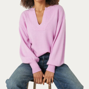 Cashmere Jumper With Slit Neckline