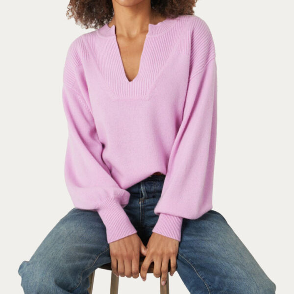 Cashmere Jumper With Slit Neckline