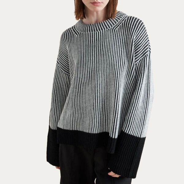 Wide Sleeve O Neck Oversize Cashmere Wool Sweater - Image 2