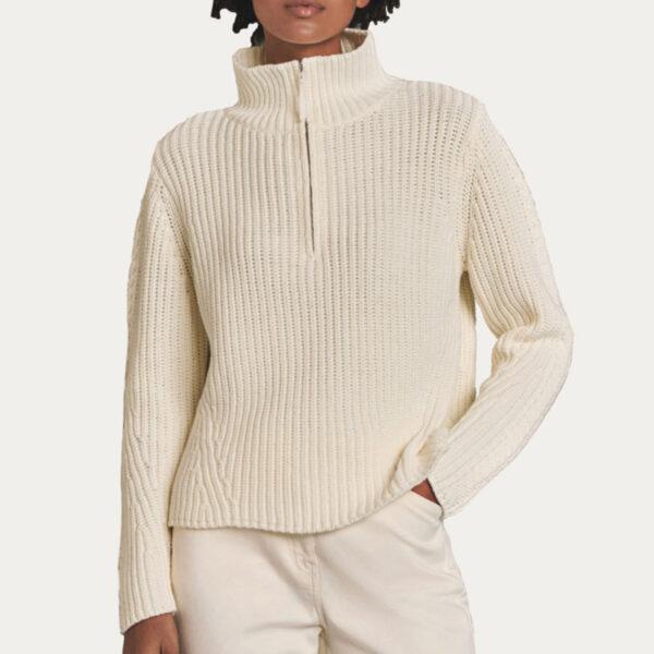 Fisherman Rib Knitwear Cashmere Wool Sweater - Image 4