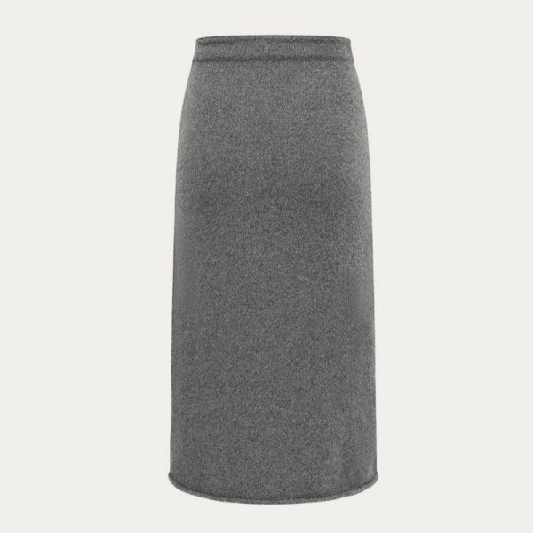 Women’s 100% Pure Wool High Waist Band Knit Skirt With Pocket - Image 2