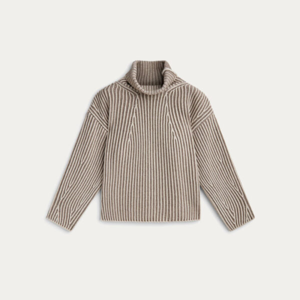 Ladies Loose-Fit Oversized Cashmere Two-Colors Brioche Sweater
